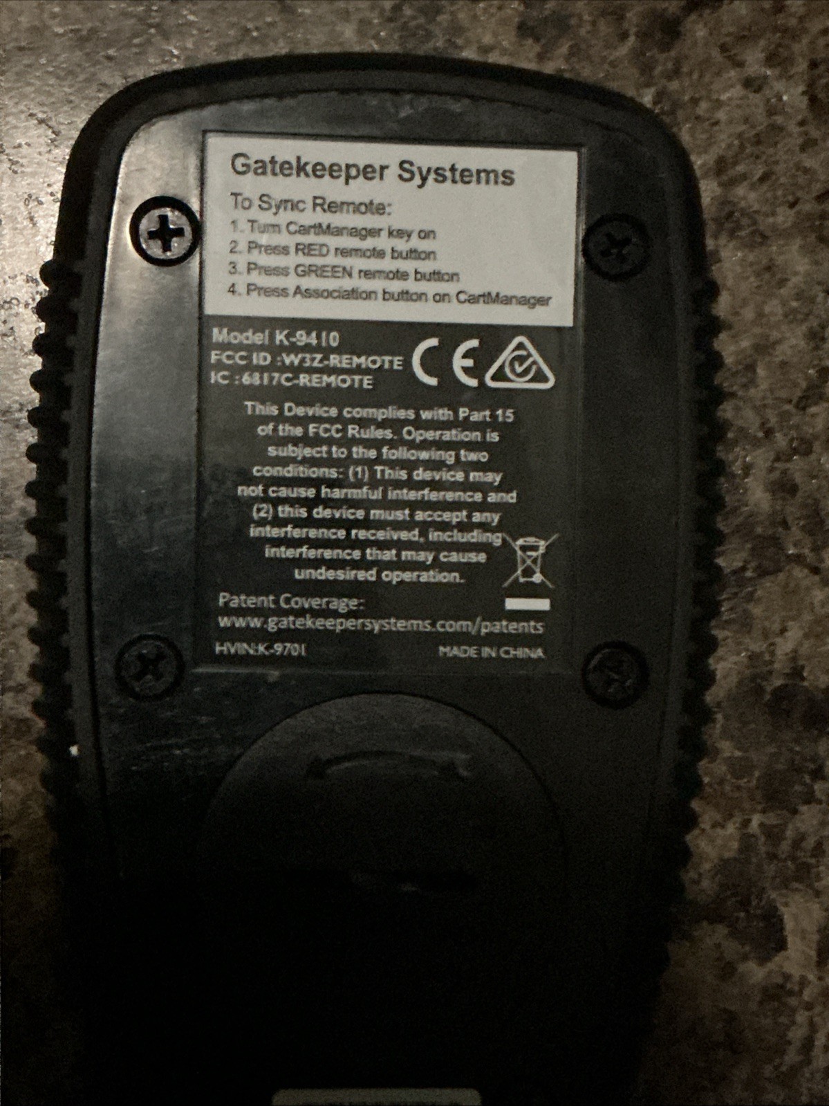 Gatekeeper K-9410 Wireless 6-Button Portable Remote Control For Cart Manager2