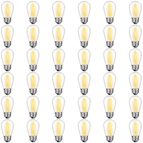 S14 LED Bulbs for Outdoor String Lights, Shatterproof Replacement 36 Pack Warm