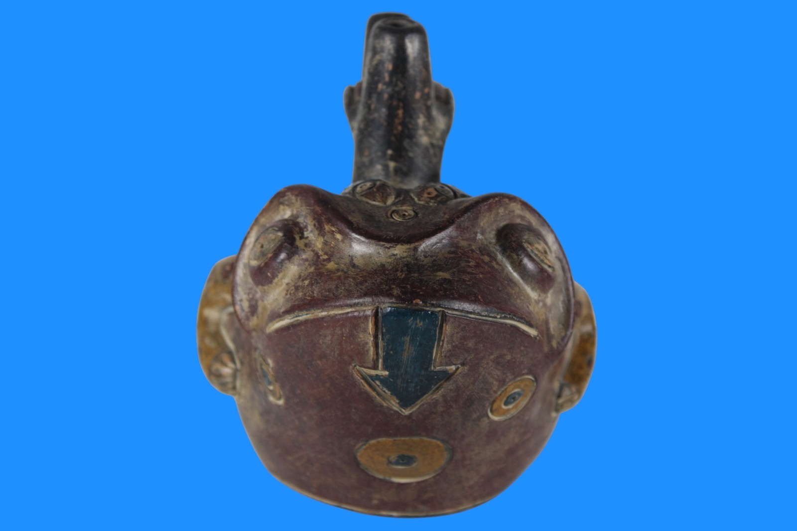 Museum Replica of a Pre Columbian Paracas Artifact Peru Frog Stirrup Vessel 09