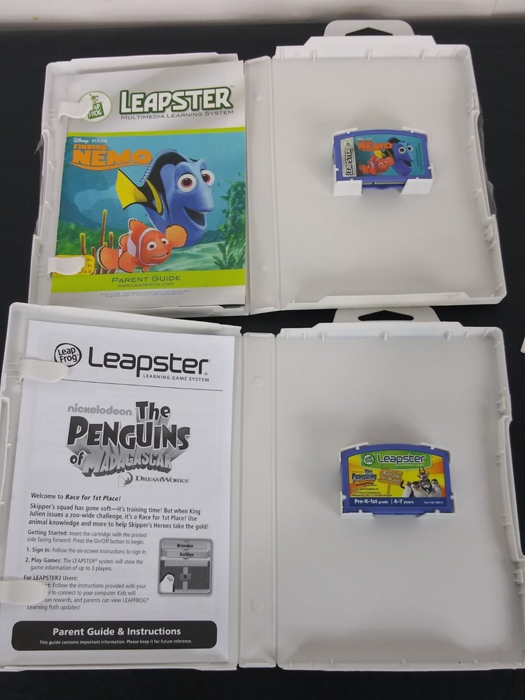 Leapster Learning Game 3 Game Bundle + CONNECT DISC ~ Nemo, Penguins, Princess