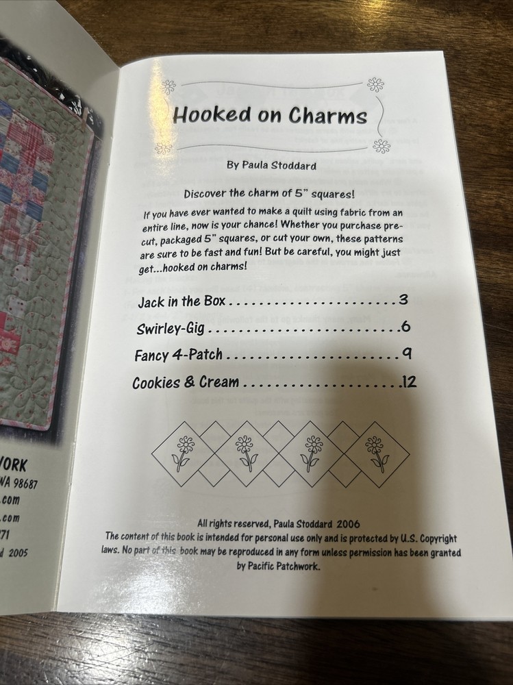 Pacific Patchwork Hooked On Charms 4 Quilt Pattern Book Paula Stoddard New