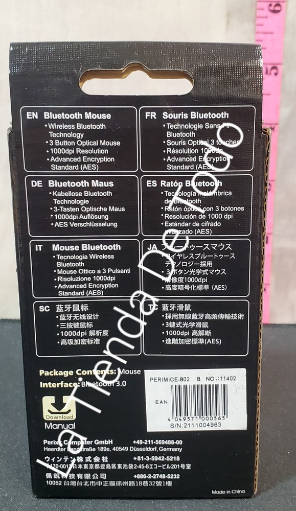 PERIXX PERIMICE 802 COMPACT WIRELESS COMPACT COMPUTER MOUSESYSTEM READ