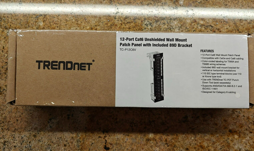 TRENDnet 12-Port Cat6 TC-P12C6V Unshielded Wall Mount Patch Panel w/89D Bracket