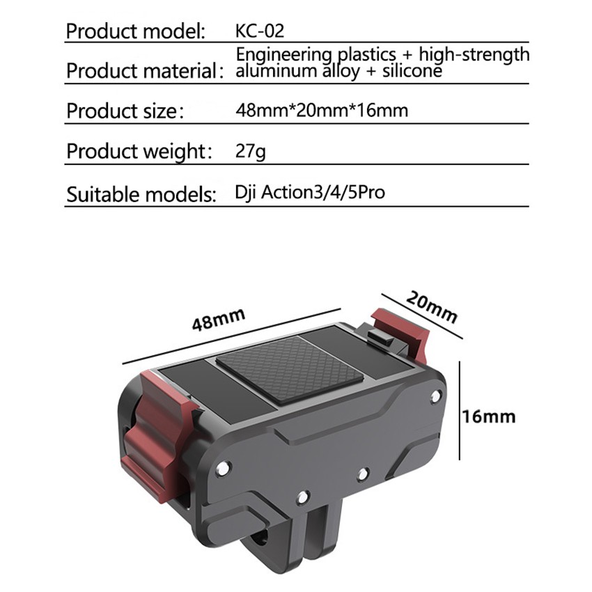 Magnetic Quick-Release Plastic Base Magnetic Base for DJI Action3 / 4 / 5 Pro