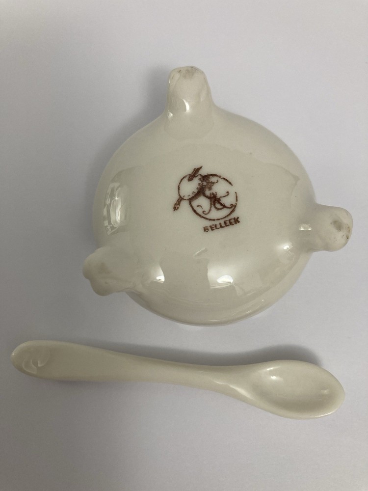 Belleek salt cellar and spoon