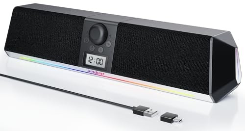R80 Bluetooth Computer Speakers, USB Plug & Play PC Speakers with Black