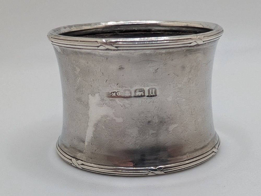 Antique Gorham Sterling Silver Napkin Ring "MJ" initials engraving, dated 1919