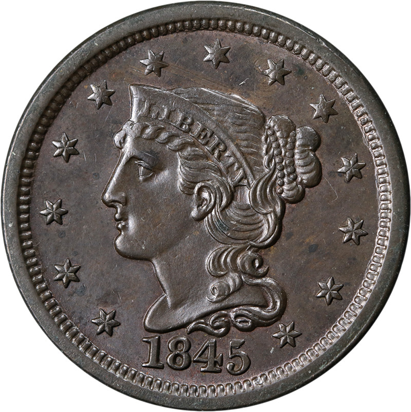 1845 Large Cent Nice Unc Details Nice Eye Appeal Strong Strike