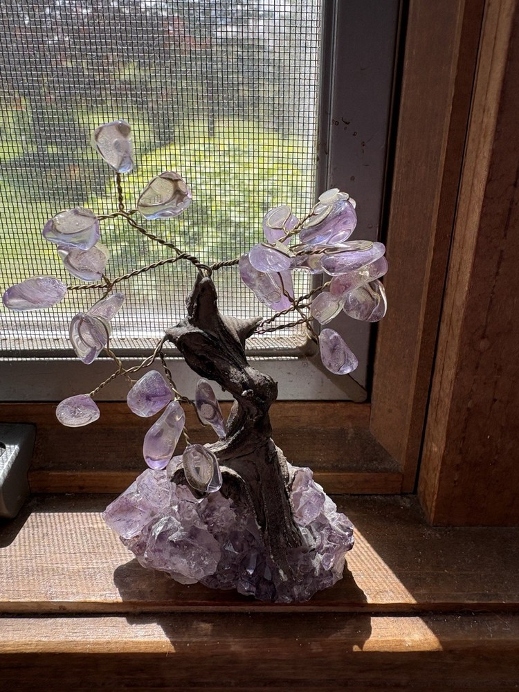 Amethyst Crystal Gemstone Tree with Wire Branches and Amethyst Base