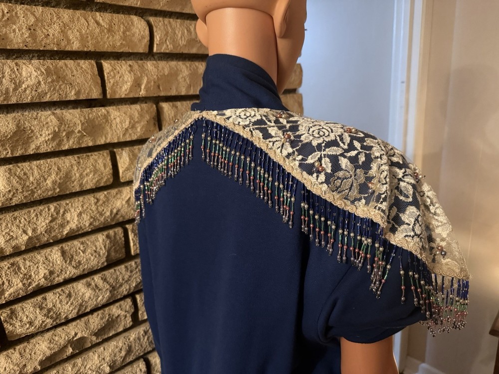 Shell Kepler Lacy Afternoon Duster L Blue Beaded Lace