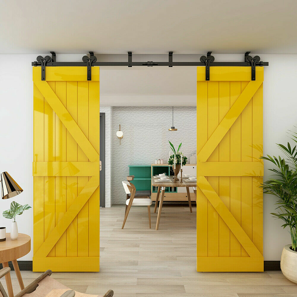 4-20FT Ceiling Mount Bracket Sliding Barn Door Hardware Track Kit Single/Double