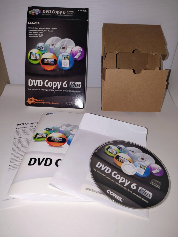 Corel DVD Copy 6 Plus PC Software w/ Serial Key Disc Manual Complete Vintage