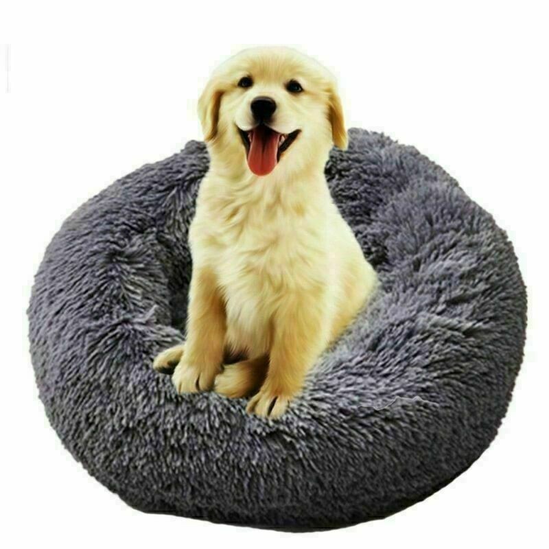 Pet Dog Cat Calming Bed Warm Soft Plush Round Cute Nest Comfortable Sleeping New