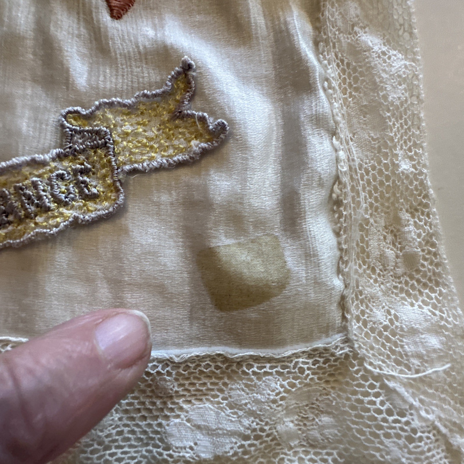 WWI Souvenir De France Embroidered Silk Handkerchief Lot of 2 1914-1919 As