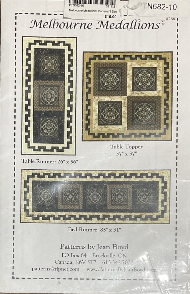 Melbourne Medallions Bed & Table Runners & Topper Quilting Instruction & Pattern