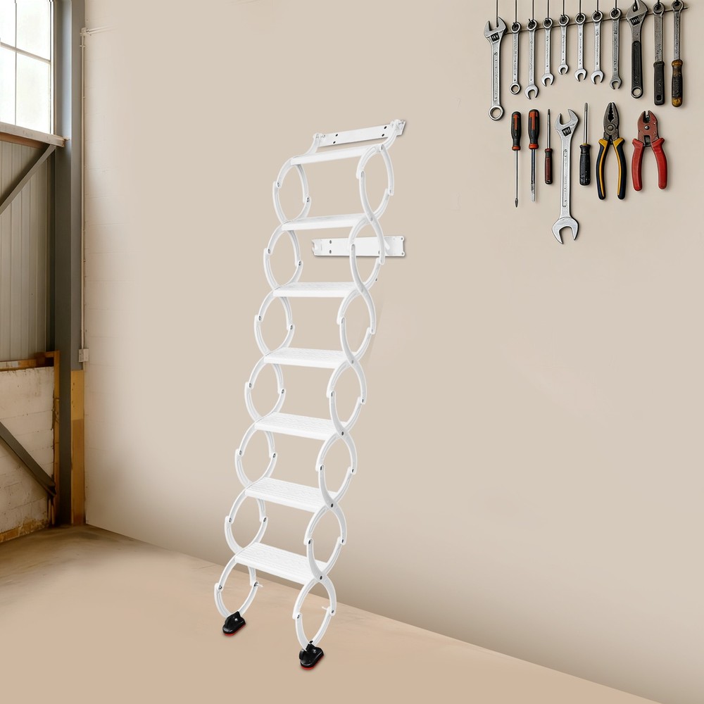 Retractable Pull-Down Attic Ladder -68.9" Wall Mounted Folding Loft Ladder Stair