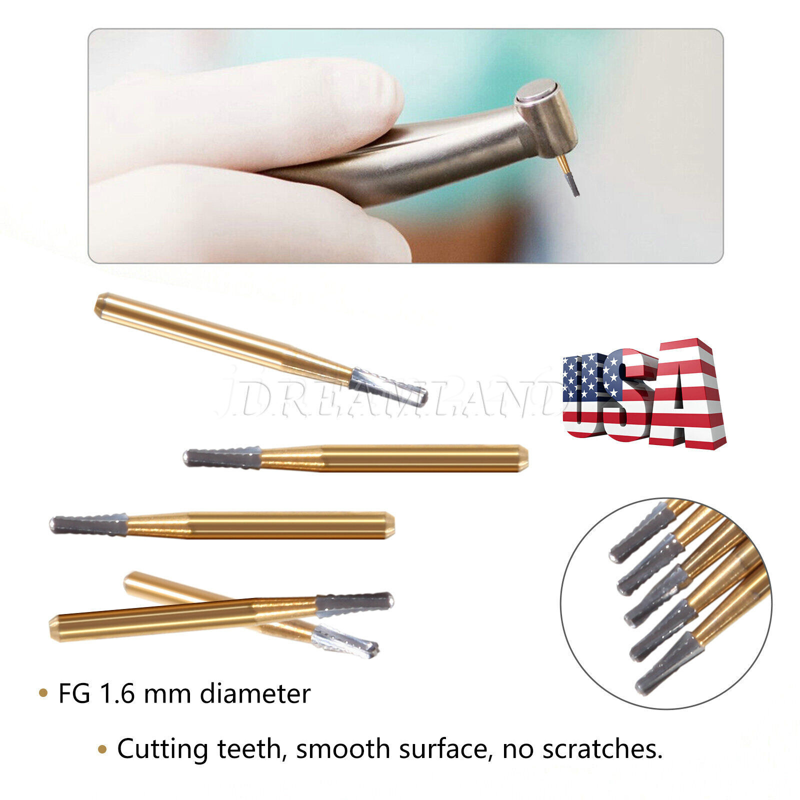 5/10Pcs Dental Carbide Trimming & Finishing Burs FG7404/7406/7408/7901/7902/7903