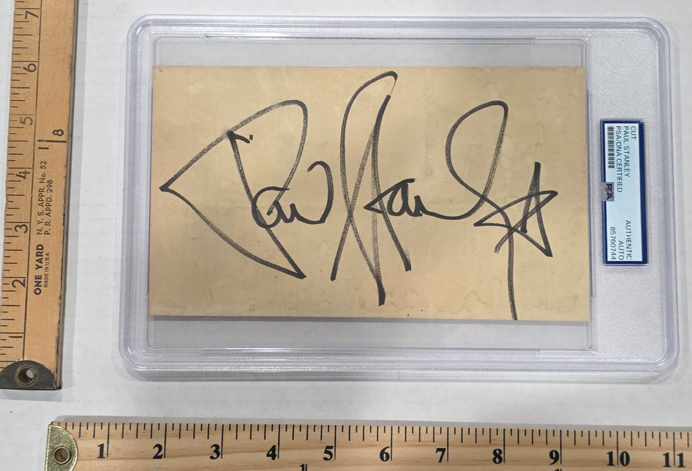 Paul Stanley KISS Signed Autographed Approx 5x8 Cut PSA DNA Encapsulated #1