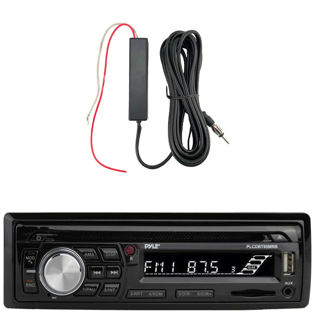 Pyle PLCDBT95 Single DIN Bluetooth CD/MP3 Receiver, 12V Amplifier Booster Kit