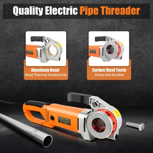 Handheld Electric Pipe Threader Threading Machine W/6 Pipe Cutter 1/2" - 2" USA