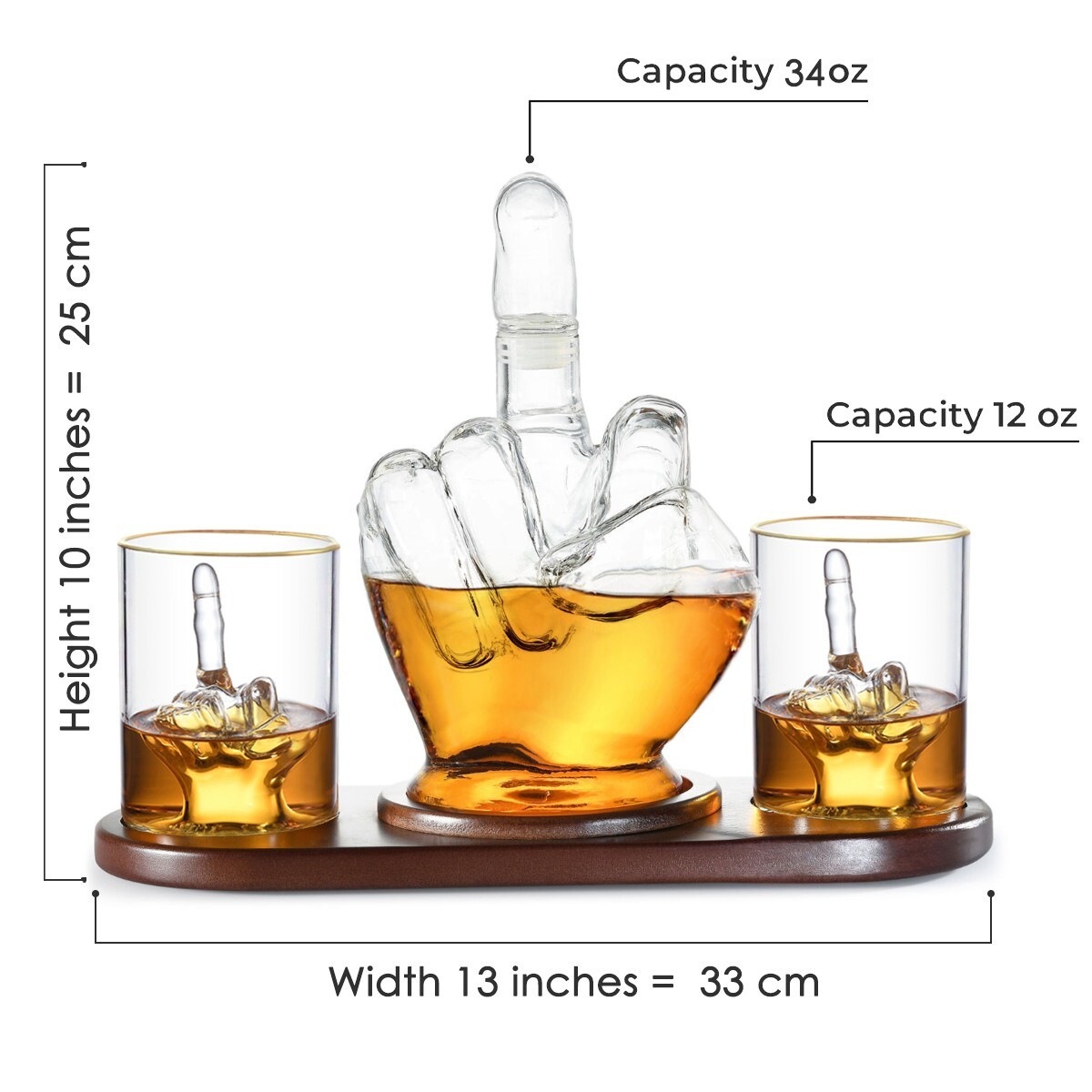 Middle Finger Whiskey Decanter Set - Wine Container & Middle Finger Glasses