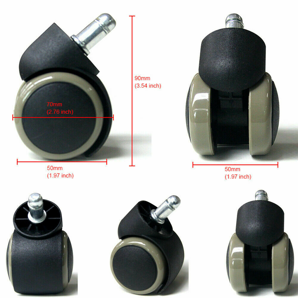 Set of 5 2" Heavy Duty Rubber Office Chair Caster Wheels Swivel Replacement