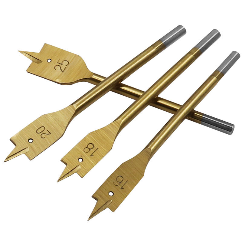 Flat Wood Drill Spade Bit Set 10mm - 25mm Hex Shaped 6 Piece Set