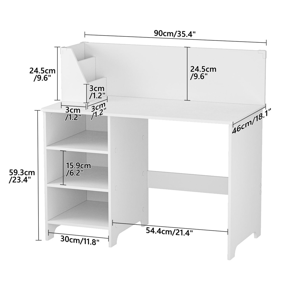 Desk, Engineering Wooden Study Desk with Hutch, School Study Table with Book ...
