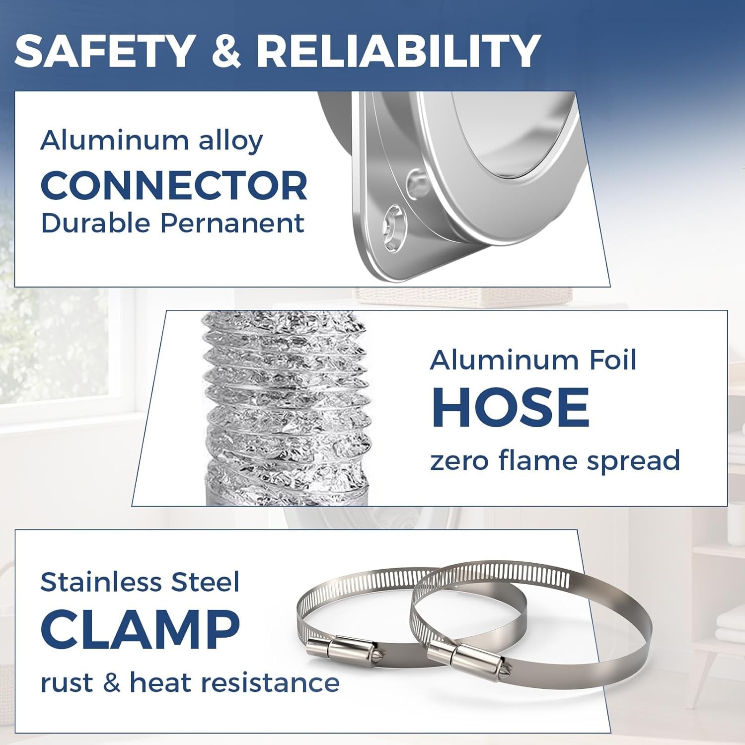 ALORAIR 4" Magnetic Dryer Vent Connector Kit w/Aluminum Telescoping Foil Duct