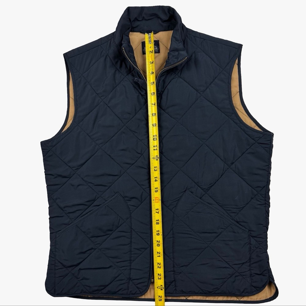 J. Crew Men's Full Zip Polyester Quilted Vest Navy Blue • Medium