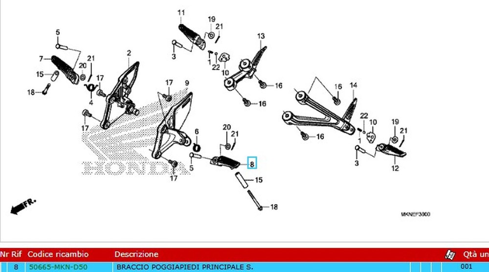 Left Pilot Platform For Various Honda Models Code 50665MKND50 Original