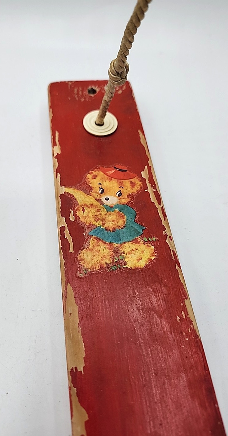 Vtg Wooden Folding Clothes Dryer Peg Rack Hanging Laundry Drying Rack 17” Red