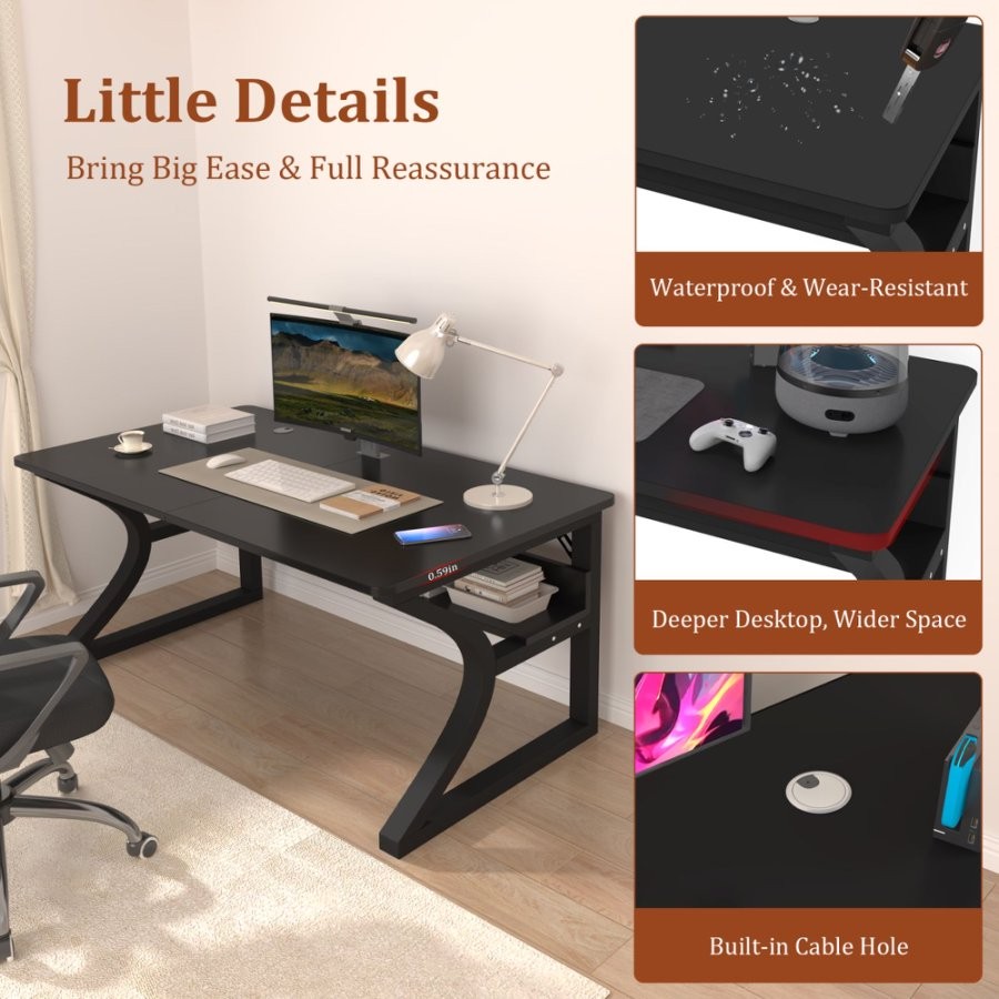 47" Computer Desk Gaming Desk Laptop Study Table Workstation with 2 Piece Table