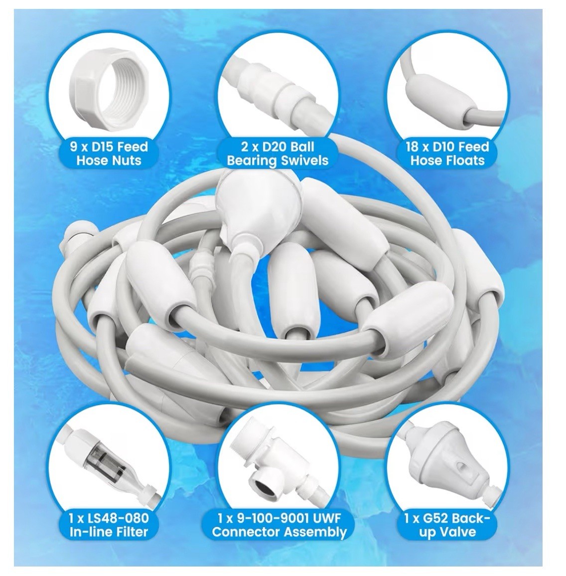 2025 G5 Pool Cleaner Feed Hose w/ UWF & Float Fit for Zodiac Polaris (not 360)