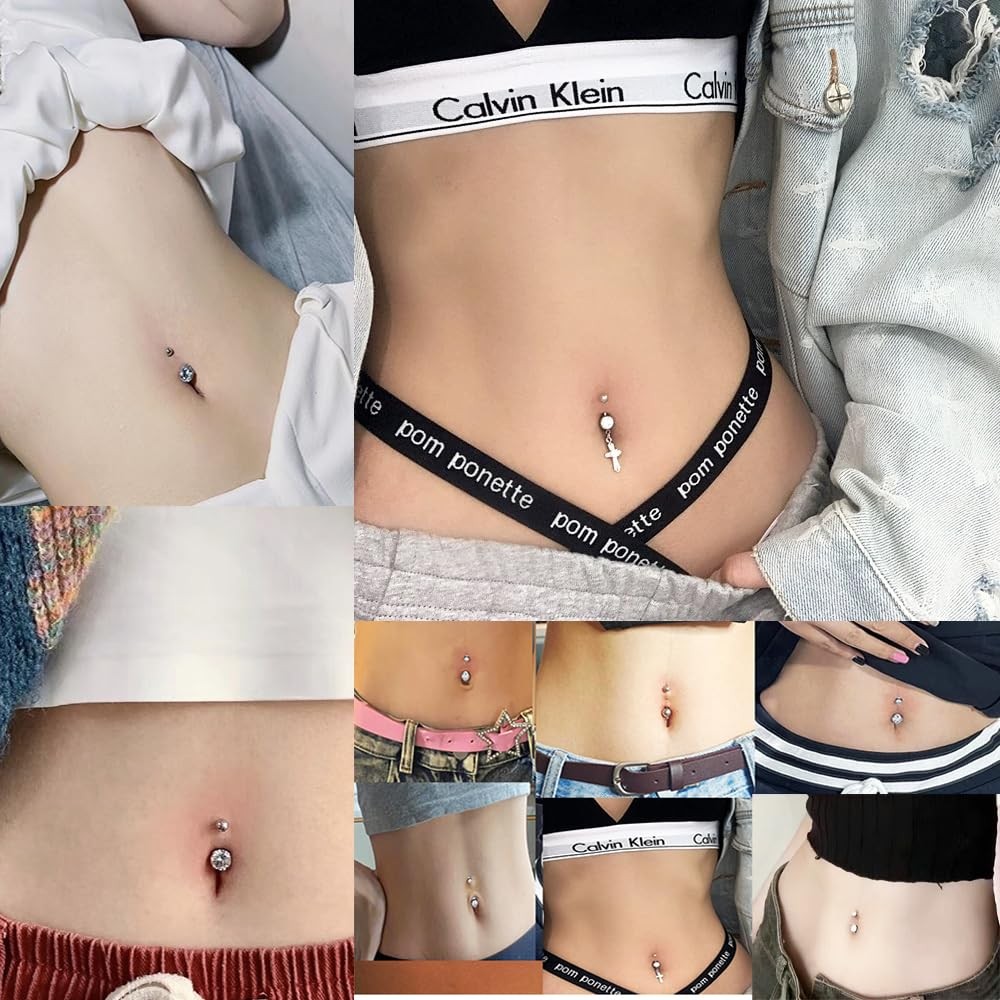 AM RIGHT THIRTY Belly Button Piercing Large, Silve-Belly Kit