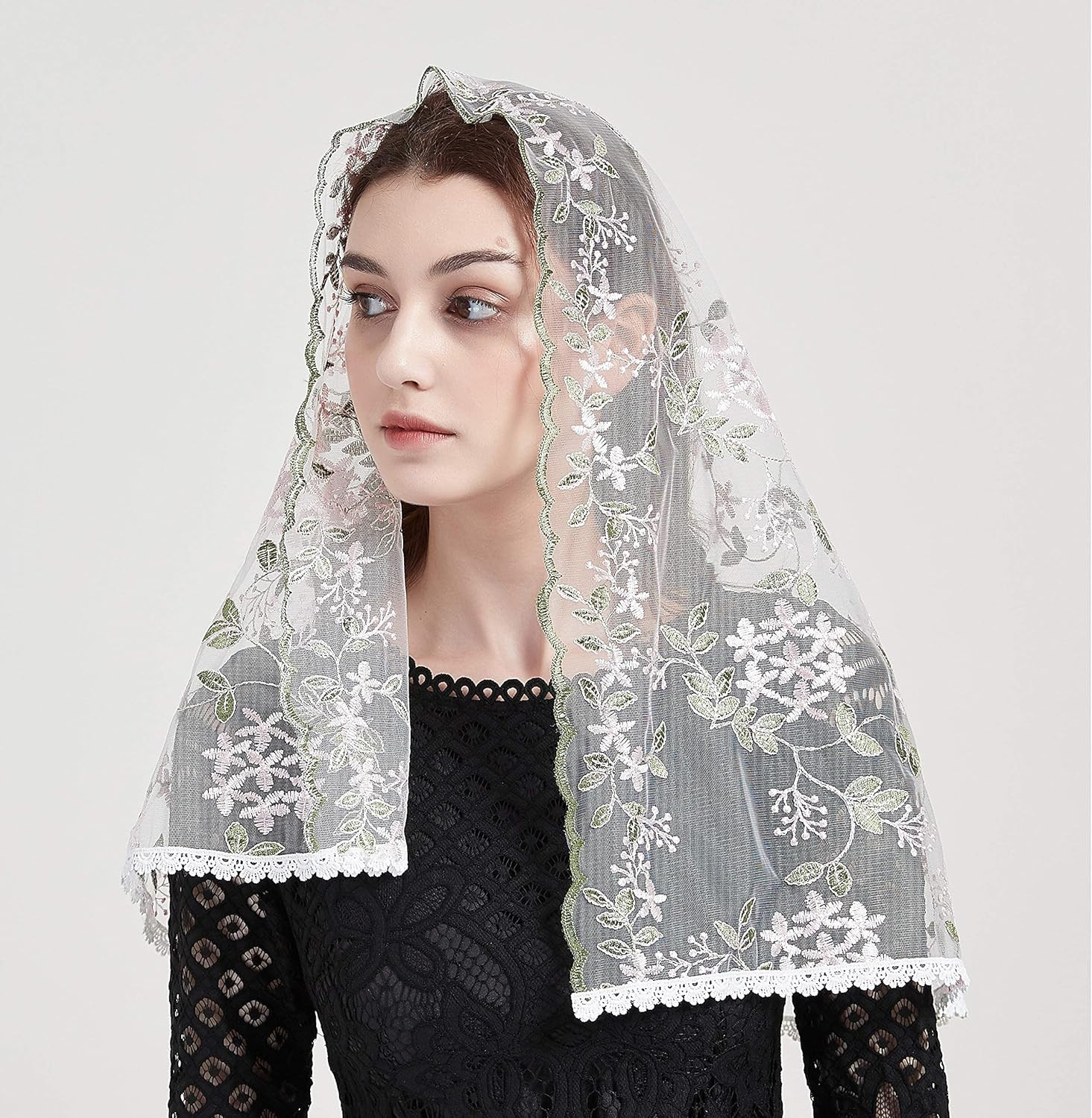 Embroidery Mantilla Lace Chapel Veils Catholic Church Veils for Women Y015
