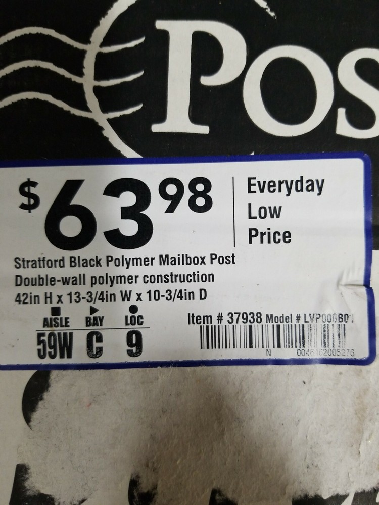 New PostMaster Stratford Black Plastic Universal Mail Box Post