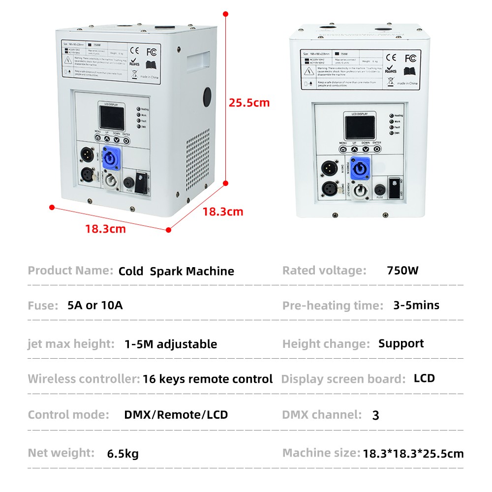 4 Pack 750W Cold Spark Machine DMX512 Sparkler Firework Machine with Flight Case