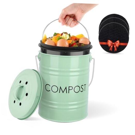 Compost Bin Kitchen Countertop Composter with lid – Small Compost green