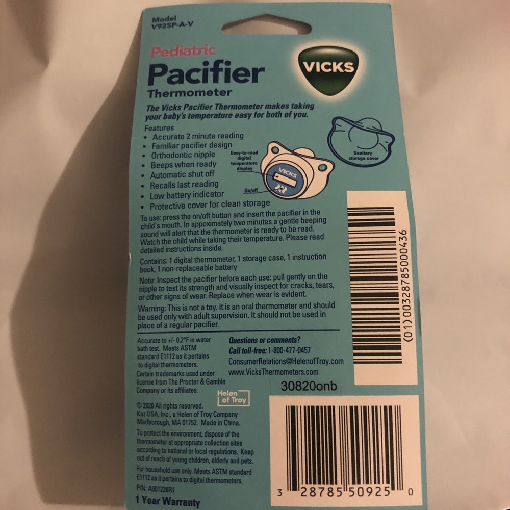 NEW Baby Pediatric Pacifier VICKS Thermometer Digital Temperature Reader 2minute