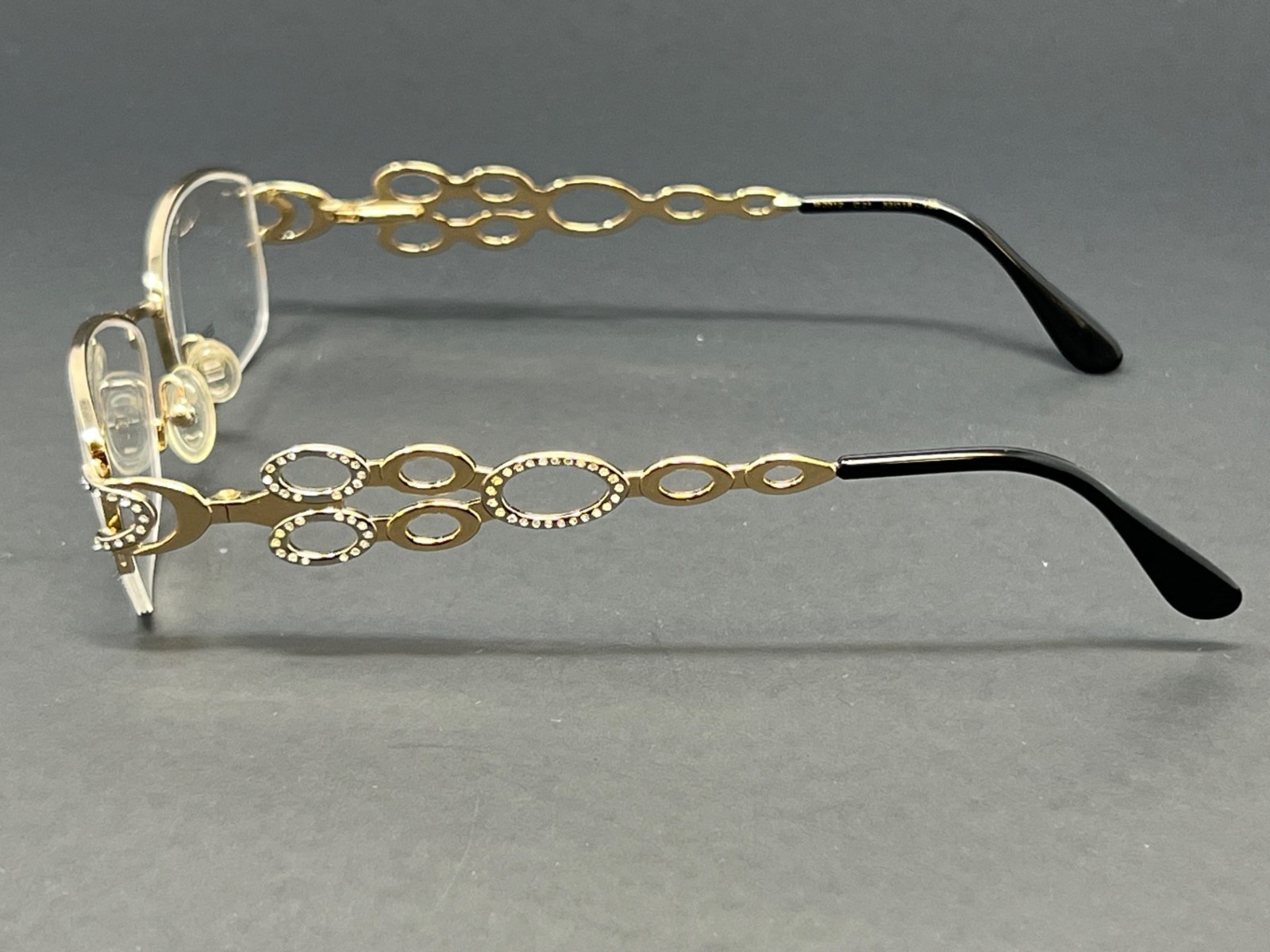 Caviar M2312-C21 Gold 53mm Women's Eyeglasses Crystals Half Rim Optical Frames