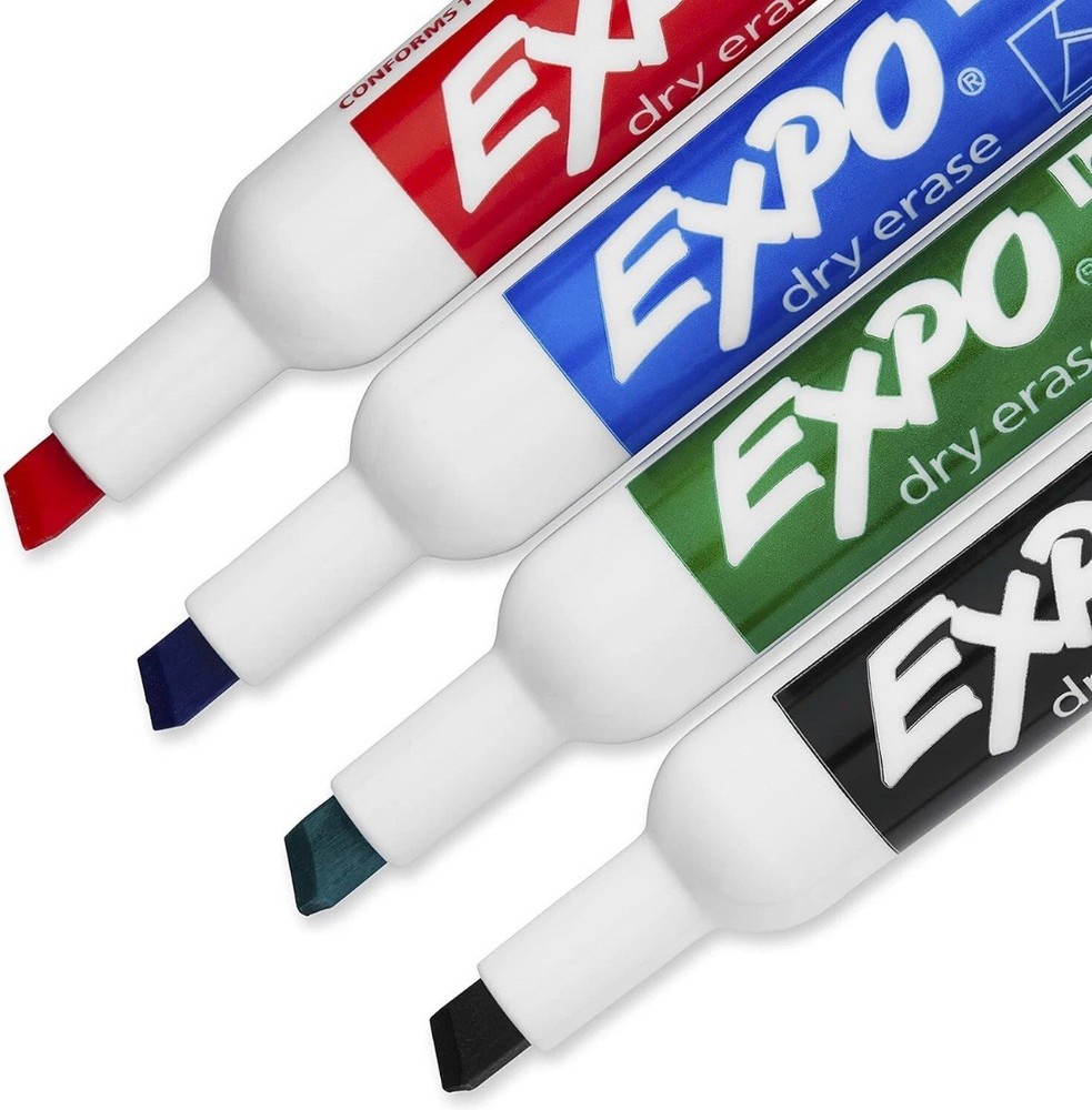 EXPO Low Odor Dry Erase Marker Starter Set, Chisel Tip, Assorted, Whiteboard Er