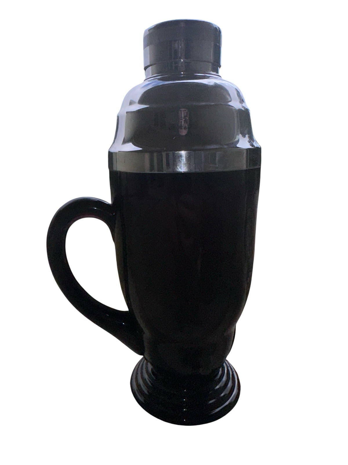 New Martinsville Moondrops Black Amethyst Glass Art Deco Cocktail Shaker Pitcher