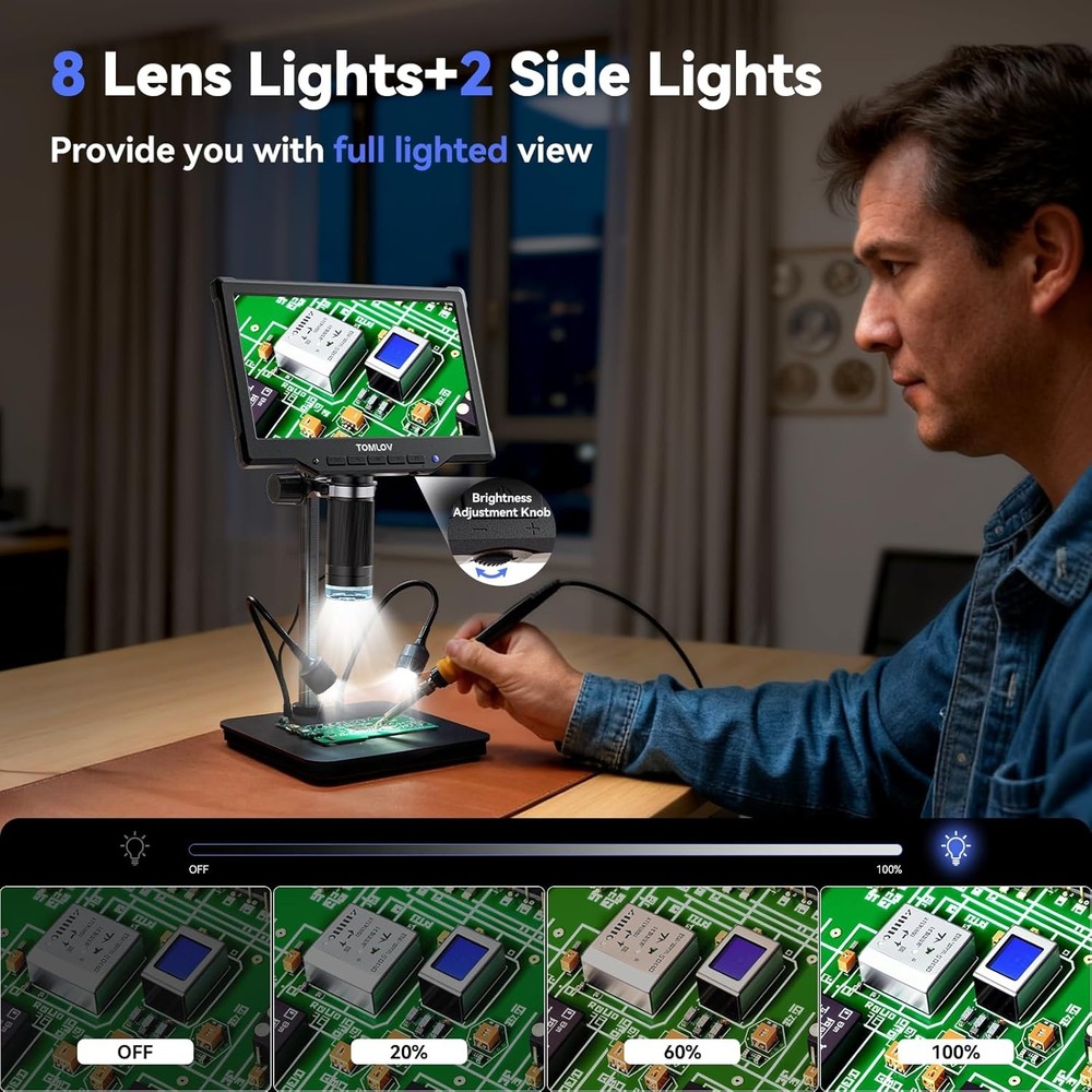 Digital Microscope 10" LCD Coin Microscope Camera 1080P 1200X Solder Microscope