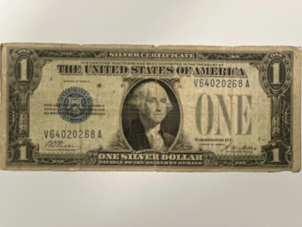 1928 $1 Silver Certificate A Series Fair Shape D56