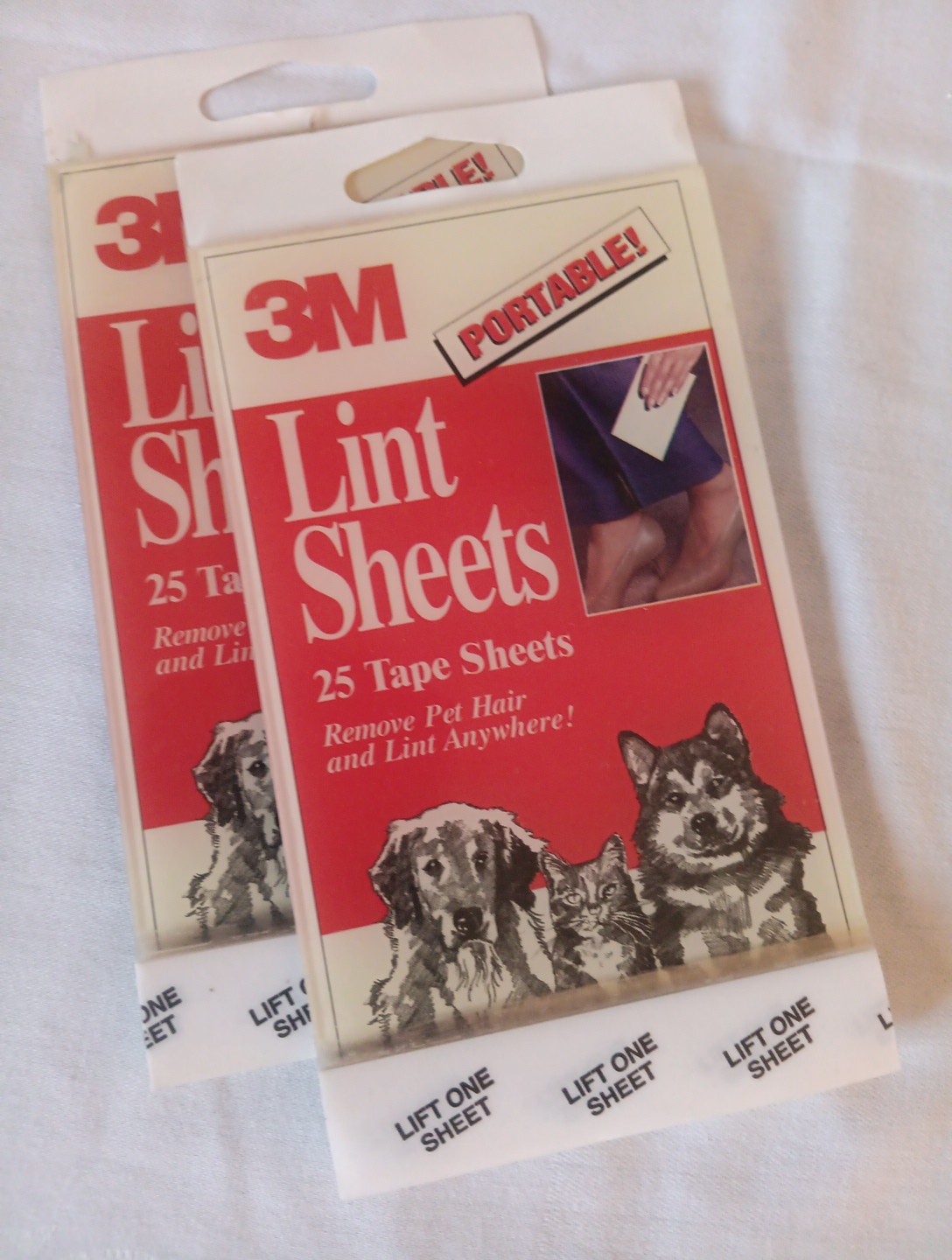 Vintage Portable Lint Sheets Remove Pet Hair & Lint Anywhere 2 Packs New