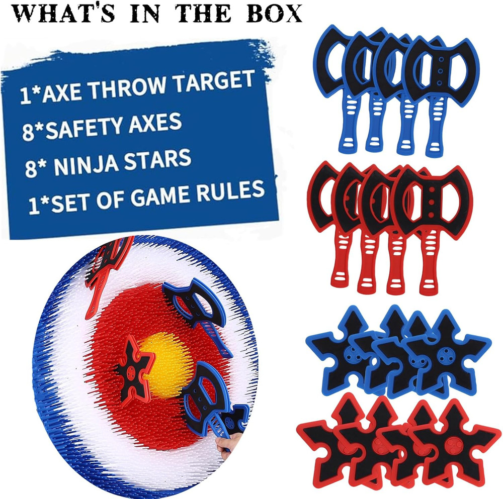 Axe Throwing Bristle Target with 8 Throwing Axes Set,Axe Throwing Game for Backy