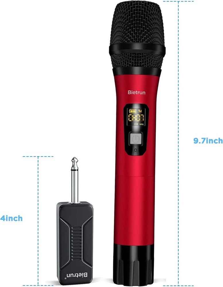 Professional Dynamic UHF Microphone - 160 Feet Range & Mute Function for Events