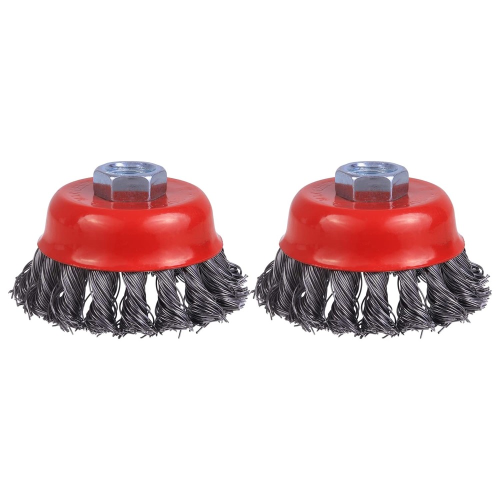 Wire Cup Brush 3 Inch Twist Knot Angle Grinder Rust Removal 2 Pack