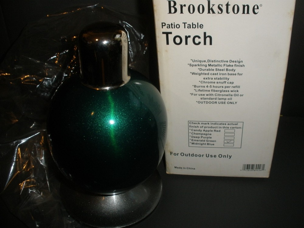NEW Opened Brookstone Patio Table Torch Green (067)